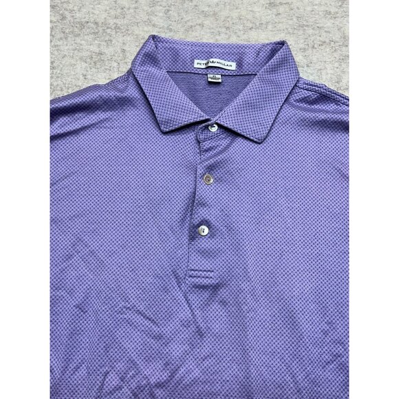 Peter Millar 100% Cotton Purple Print Short Sleeve Polo Shirt Men's Size XL - Picture 2 of 6